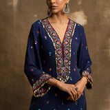 Mustafa Navy Blue Boho Kurta Set