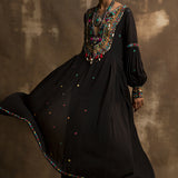 Arshad Black Pleated Anarkali with Pants