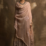 Sharik Beige and Pink Anarkali with Dupatta