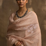 Sharik Beige and Pink Anarkali with Dupatta