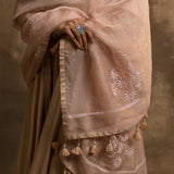 Sharik Beige and Pink Anarkali with Dupatta